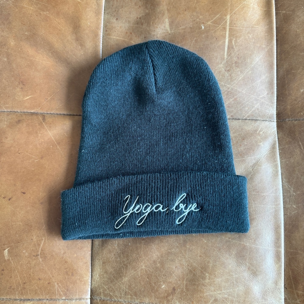 Namaste 🙏🏻 🧘‍♀️ in style, “yoga bye” beanie